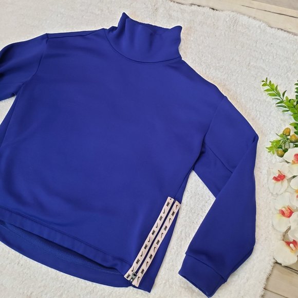 Nike Mockneck Oversize Pullover Sweater Side Zipper Size Small Blue - Picture 1 of 16